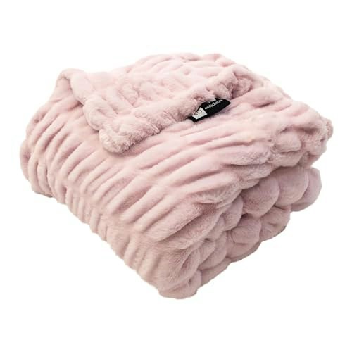 Minky Designs 60" x 84" Blossom Pink Faux Fur Throw Blanket: $216.75