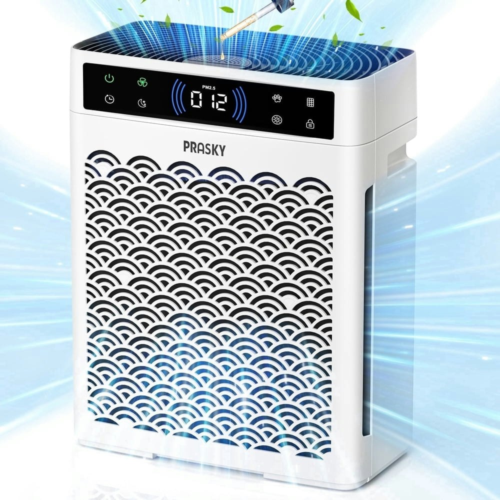 Prasky Air Purifier for 2,250 Sq Ft Rooms: $62.99 Prasky Air Purifier for 2,250 Sq Ft Rooms: $62.99