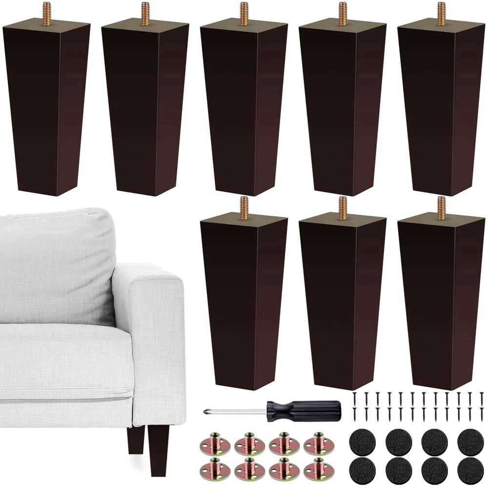 Turstin 6-inch Square Wood Furniture Legs 8-Pack: $33.29