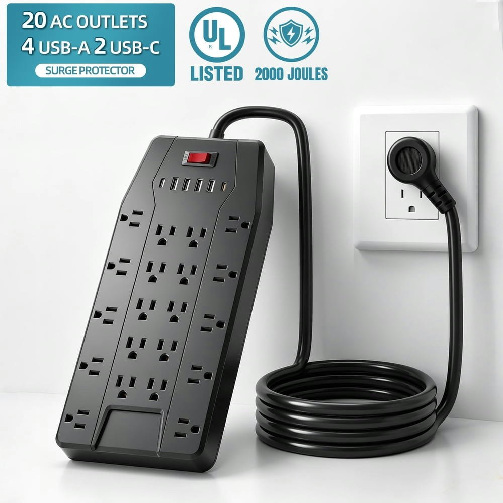 Zhangong 2000J 20-Outlet Surge Protector Power Strip: $31.99 Zhangong 2000J 20-Outlet Surge Protector Power Strip: $31.99