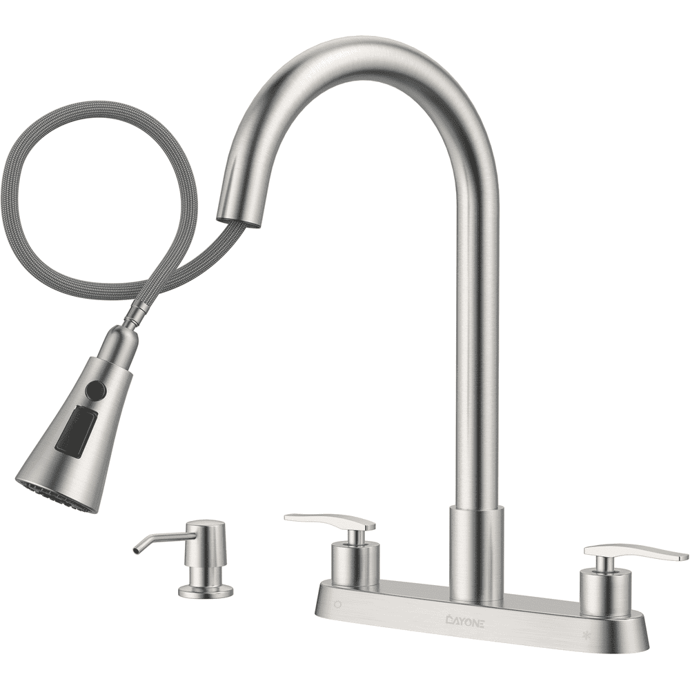 Dayone 2-Handle Kitchen Faucet with Pull-Down Sprayer and Soap Dispenser: $62.99 Dayone 2-Handle Kitchen Faucet with Pull-Down Sprayer and Soap Dispenser: $62.99