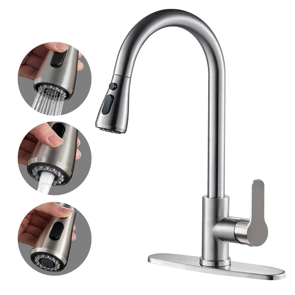 Gooseneck Single-Handle Pull-Down Kitchen Faucet: $32.39 Gooseneck Single-Handle Pull-Down Kitchen Faucet: $32.39