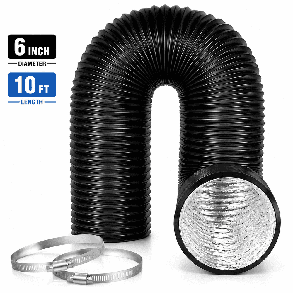 6-inch 10-foot Insulated Flexible Dryer Vent Hose with 2 Clamps: $14.99