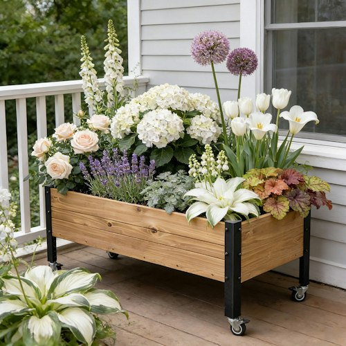 Orfeld 38" &times; 13" &times; 17"  Wooden Raised Garden Bed with Lockable Wheels for $50 + free shipping