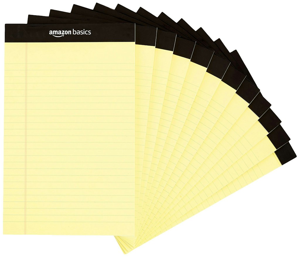 Amazon Basics 50-Sheet Narrow Ruled 5" x 8" Lined Writing Note Pad 12-Pack: $7.31 w/ Sub & Save for Prime