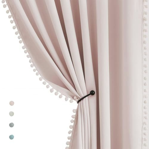 Treatmentex 54-inch Pink Pom Pom Blackout Curtains 2-Pack: $29.99 Treatmentex 54-inch Pink Pom Pom Blackout Curtains 2-Pack: $29.99