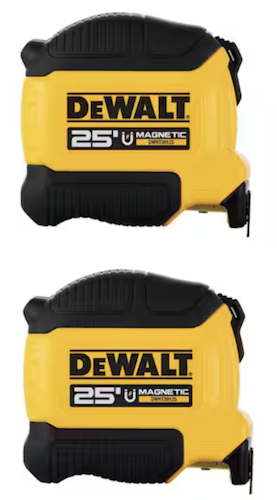 DeWalt 25-Foot Magnetic Tape Measure 2-Pack for $20 + free shipping