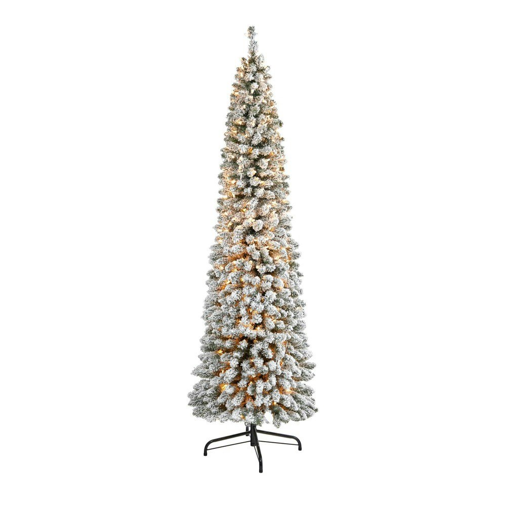 7-Foot Pre-Lit Flocked Slim Artificial Christmas Tree: $129.99