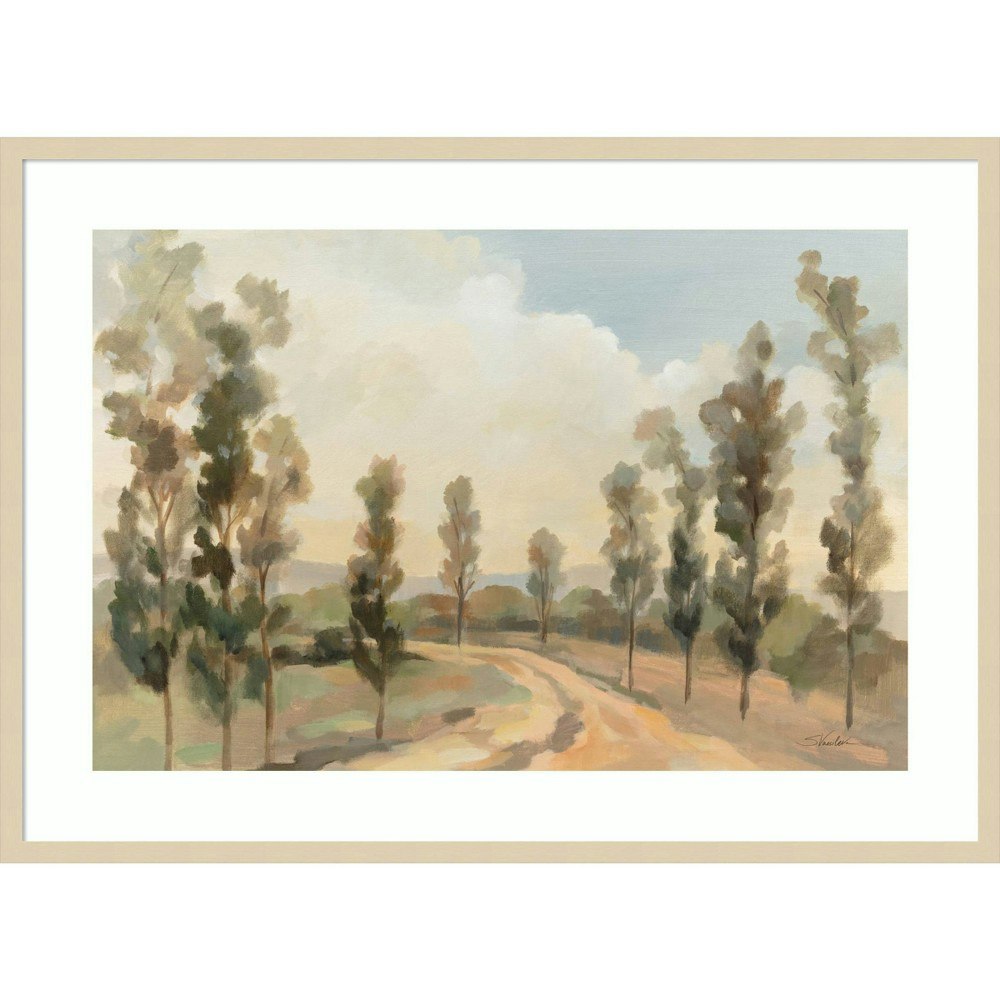 Amanti Art Poplar Trees by the Road 41"x30" Framed Wall Art: $260.99