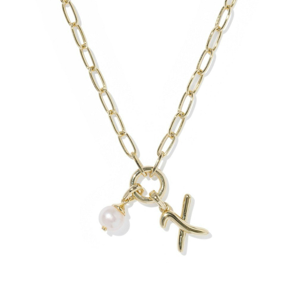 Kendra Scott Letter X Pearl Charm Necklace: $55
