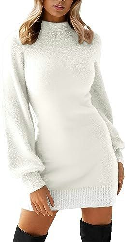 Grecerelle Women's Mock Neck Mini Pullover Sweater Dress: $33.99 Grecerelle Women's Mock Neck Mini Pullover Sweater Dress: $33.99