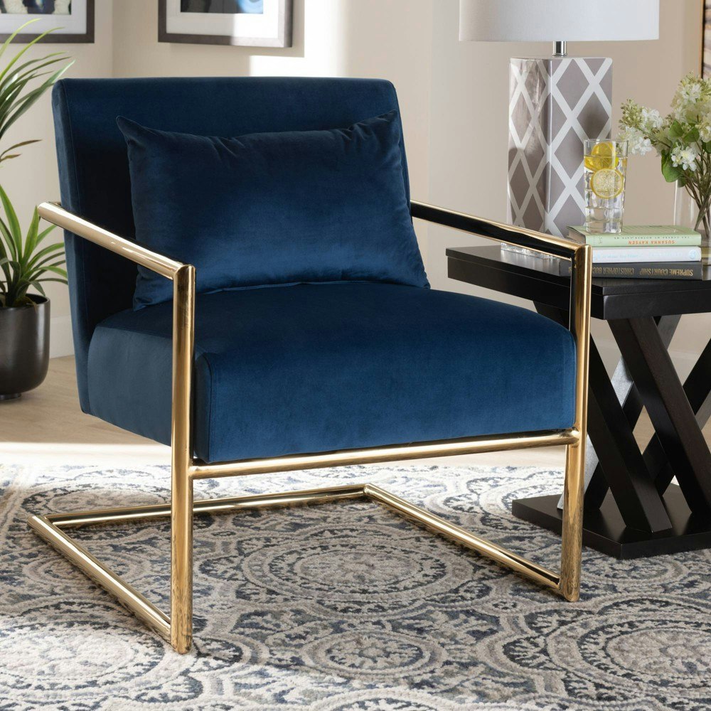 Baxton Studio Mira Velvet Upholstered Lounge Chair: $545.99