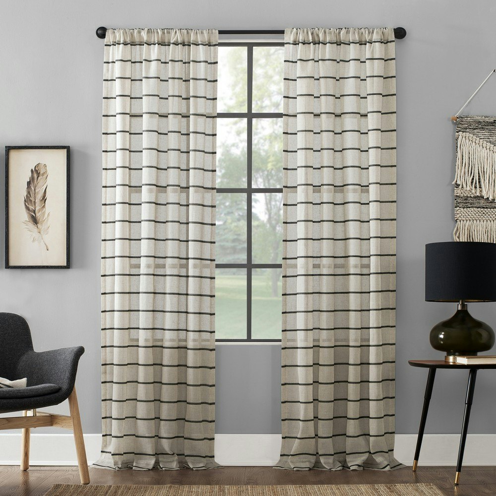 95"x52" Twill Stripe Light Filtering Curtain Panel: $19.59