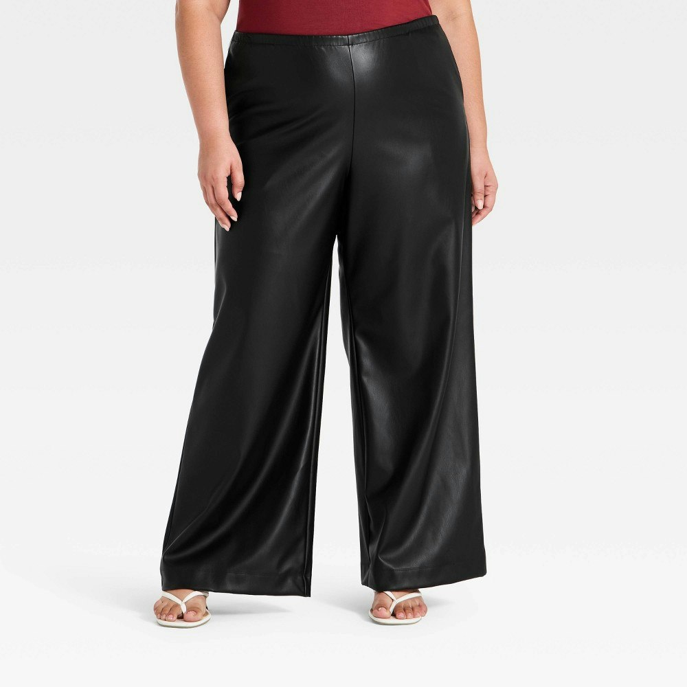 A New Day Women's Wide Leg Faux Leather Pull-On Pants: $30