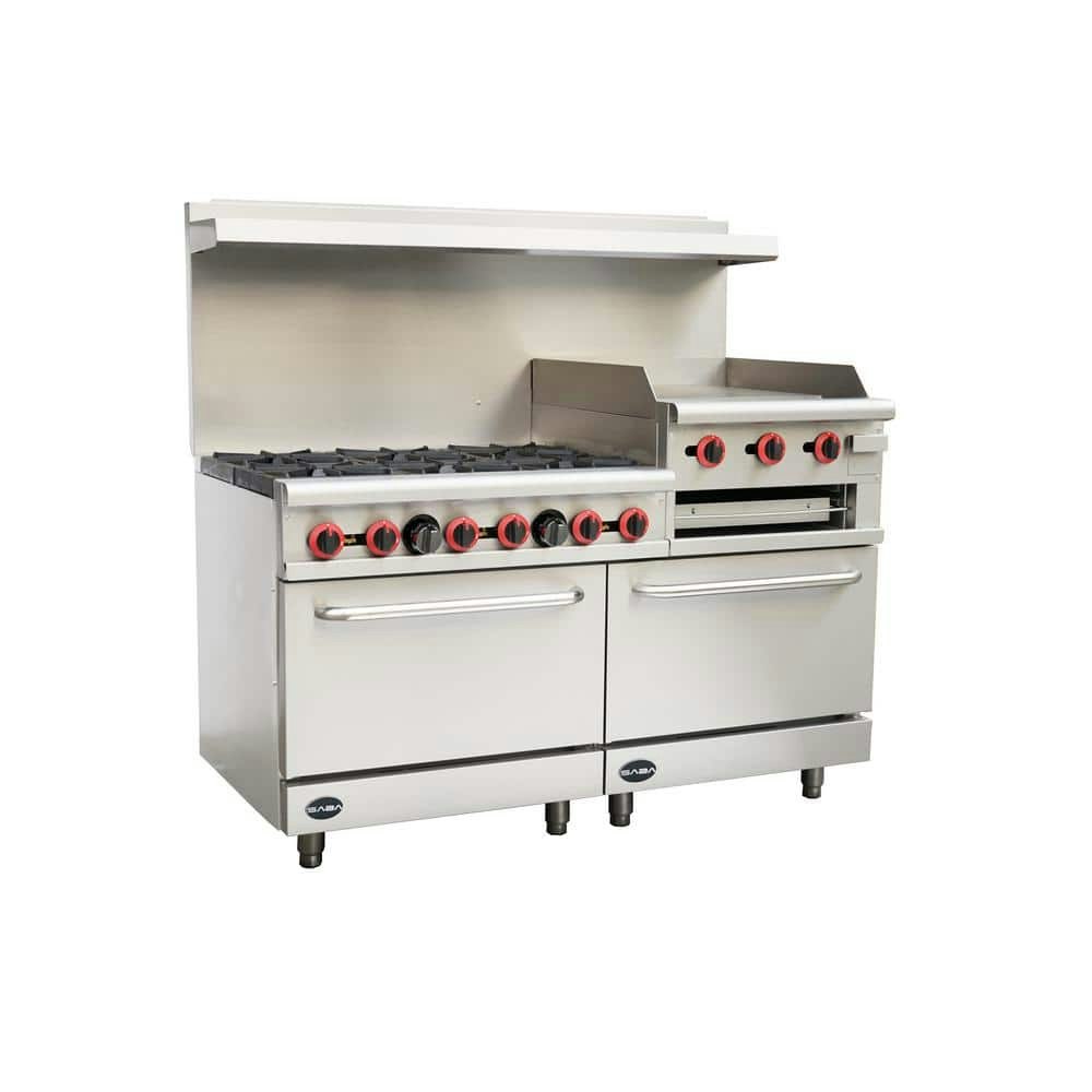 60-Inch 5.6-Cubic-Foot 6-Burner Commercial Gas Range with Griddle and Broiler: $5,619.20 60-Inch 5.6-Cubic-Foot 6-Burner Commercial Gas Range with Griddle and Broiler: $5,619.20