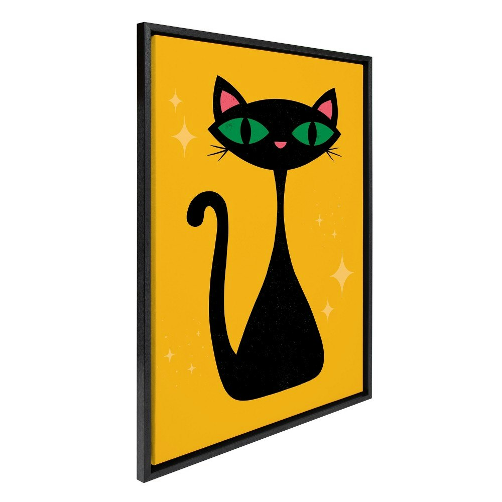 Kate & Laurel 23"x33" Sylvie Retro Cat Framed Canvas: $76.99