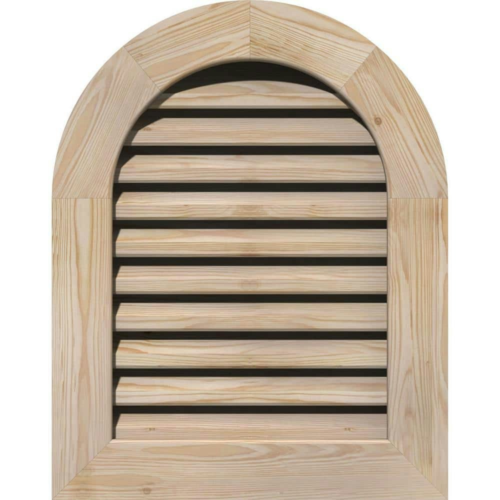 25-Inch x 41-Inch Round Top Unfinished Pine Gable Louver Vent: $314.80