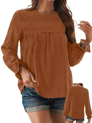Falechey Women's Swiss Dot Dressy Casual Blouse: $26.33