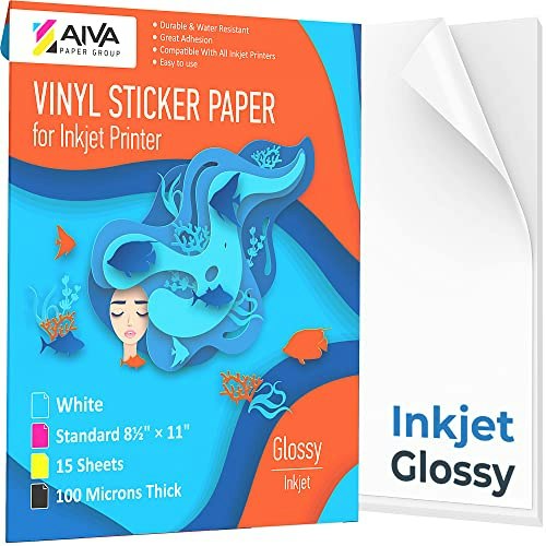Limia's Care 8.5"x11" Glossy White Printable Vinyl Sticker Paper 15-Sheet Pack: $9.99 Limia's Care 8.5"x11" Glossy White Printable Vinyl Sticker Paper 15-Sheet Pack: $9.99