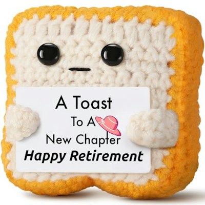 Ovrrcame Crochet Toast Retirement Plush for $11 + free shipping w/ Prime