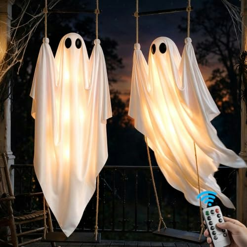 Dusfan 5-Foot Hanging Swinging Ghost Halloween Decoration 2-Pack: $54.99