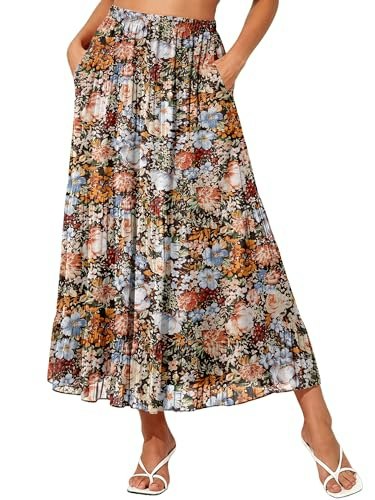 Nashalyly Women's High Waist Chiffon Boho Maxi Skirt with Pockets: $19.99 Nashalyly Women's High Waist Chiffon Boho Maxi Skirt with Pockets: $19.99