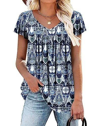 Women's Ruffle Short Sleeve V-Neck Tunic Top: $8.49 Women's Ruffle Short Sleeve V-Neck Tunic Top: $8.49