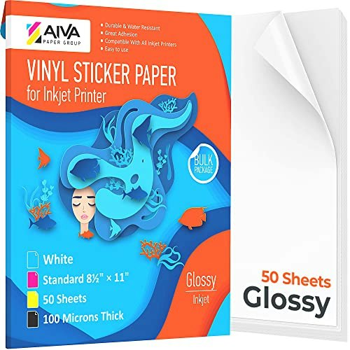 Printable Glossy Vinyl Sticker Paper 50-Sheet Pack: $28.89 Printable Glossy Vinyl Sticker Paper 50-Sheet Pack: $28.89