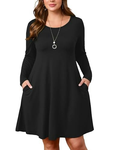 AusLook Women's Plus Size Long Sleeve A-Line Swing Dress: $12.74 AusLook Women's Plus Size Long Sleeve A-Line Swing Dress: $12.74