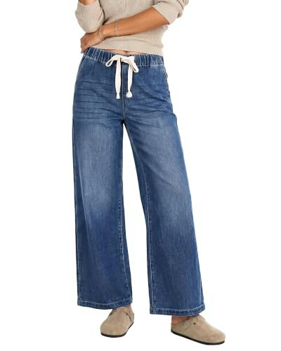 LookbookStore Women's Baggy Wide Leg Denim Jeans: $30.59