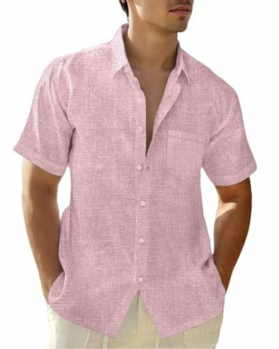 Xingcool Men's Linen Casual Button Down Shirt: $9.99