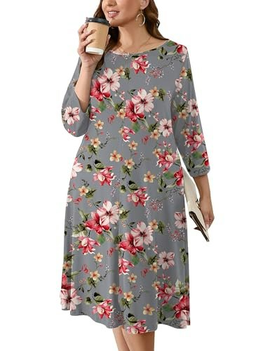 AusLook Women's Plus Size Crew Neck 3/4 Sleeve Midi Dress: $19.99 AusLook Women's Plus Size Crew Neck 3/4 Sleeve Midi Dress: $19.99