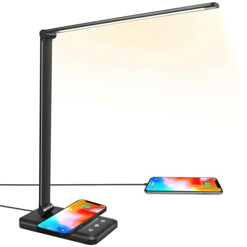 Jostic LED Desk Lamp with Wireless Charger and USB Port: $25.48