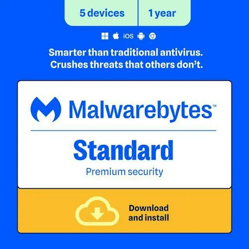 Malwarebytes Premium Security 5-Device 1-Year Subscription for $18 + free shipping