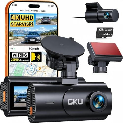 GKU 4K Front and Rear Dash Cam: $76.48