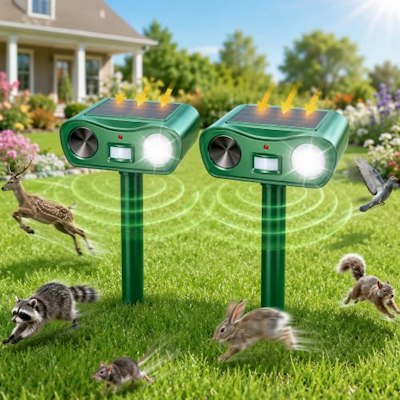 Ultrasonic Solar Animal Repeller 2-Pack for $30 + free shipping w/ Prime