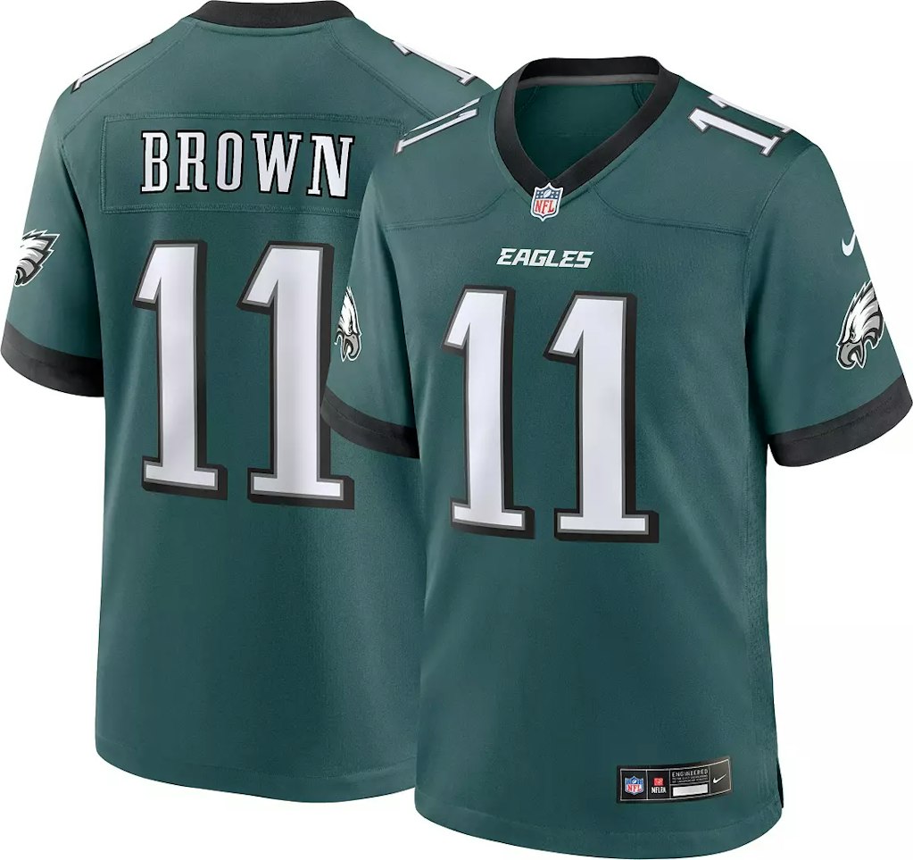 Nike Men's Philadelphia Eagles A.J. Brown #11 Teal Game Jersey: $32