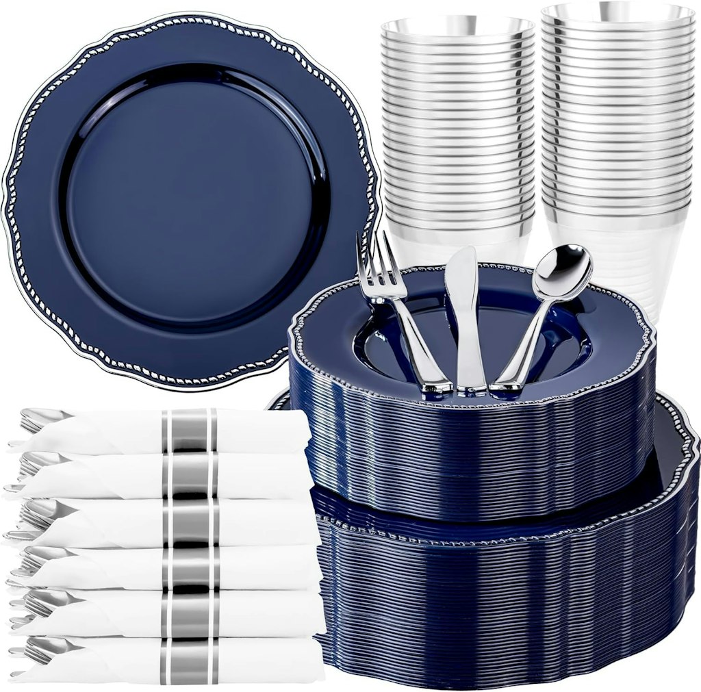 350-Piece Plastic Plates Wedding & Party Set: $36