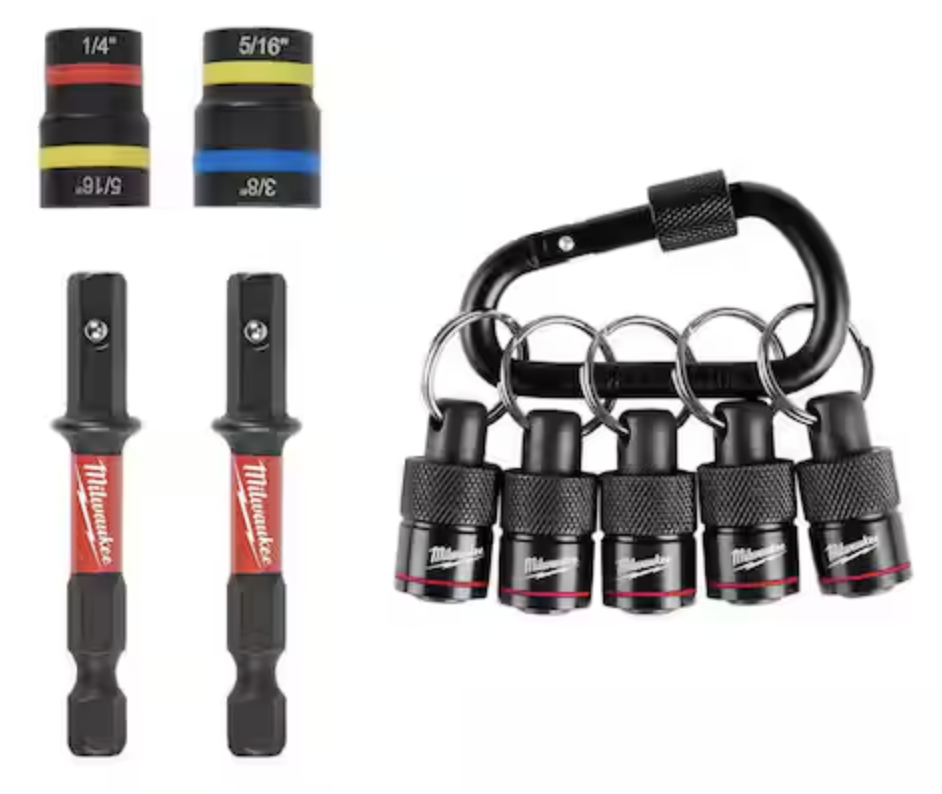 Milwaukee Shockwave 2-in-1 Magnetic Nut Driver Set w/ 5-Piece Hex Bit Holder & Carabiner: $18