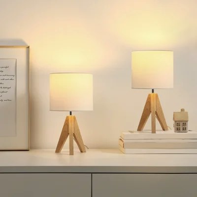 Mistana Fidel Solid Wood Tripod Table Lamp (Set of 2): $46