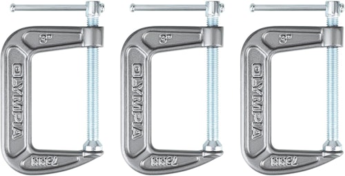 Olympia Tools Cast Iron 3" C-Clamps 3-Pack for $10 + free shipping w/ Prime
