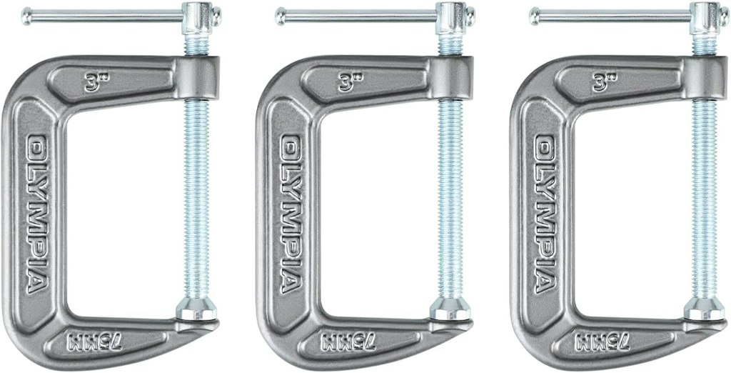 Olympia Tools Cast Iron 3" C-Clamps 3-Pack: $10
