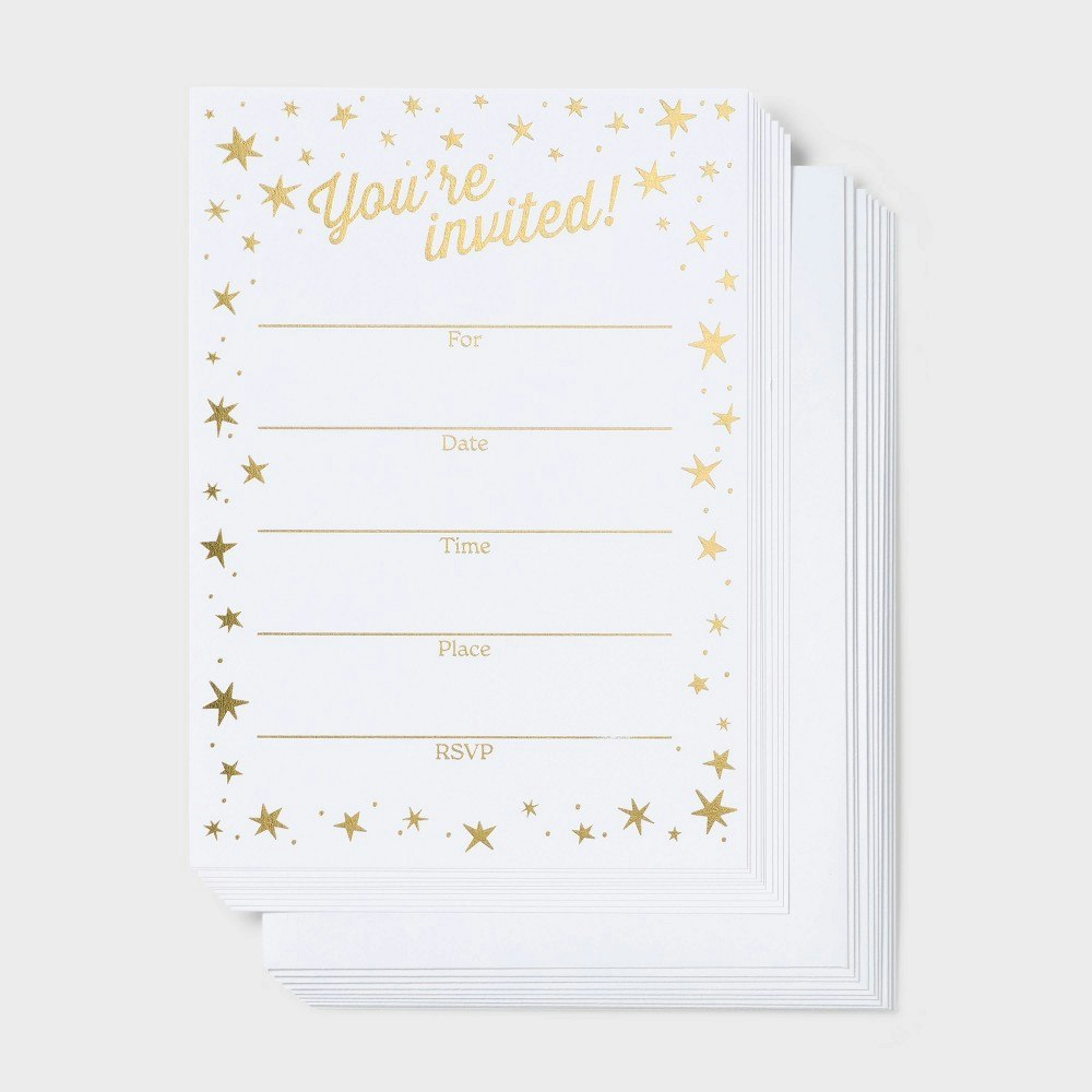 Spritz Gold Stars Invitations 10-Pack: $5