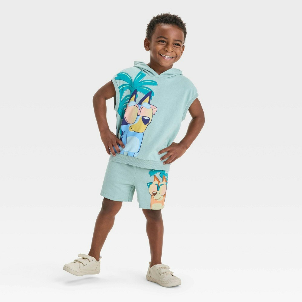 Bluey Toddler Boys' Sleeveless Hoodie and Shorts 2-Piece Set: $8.80
