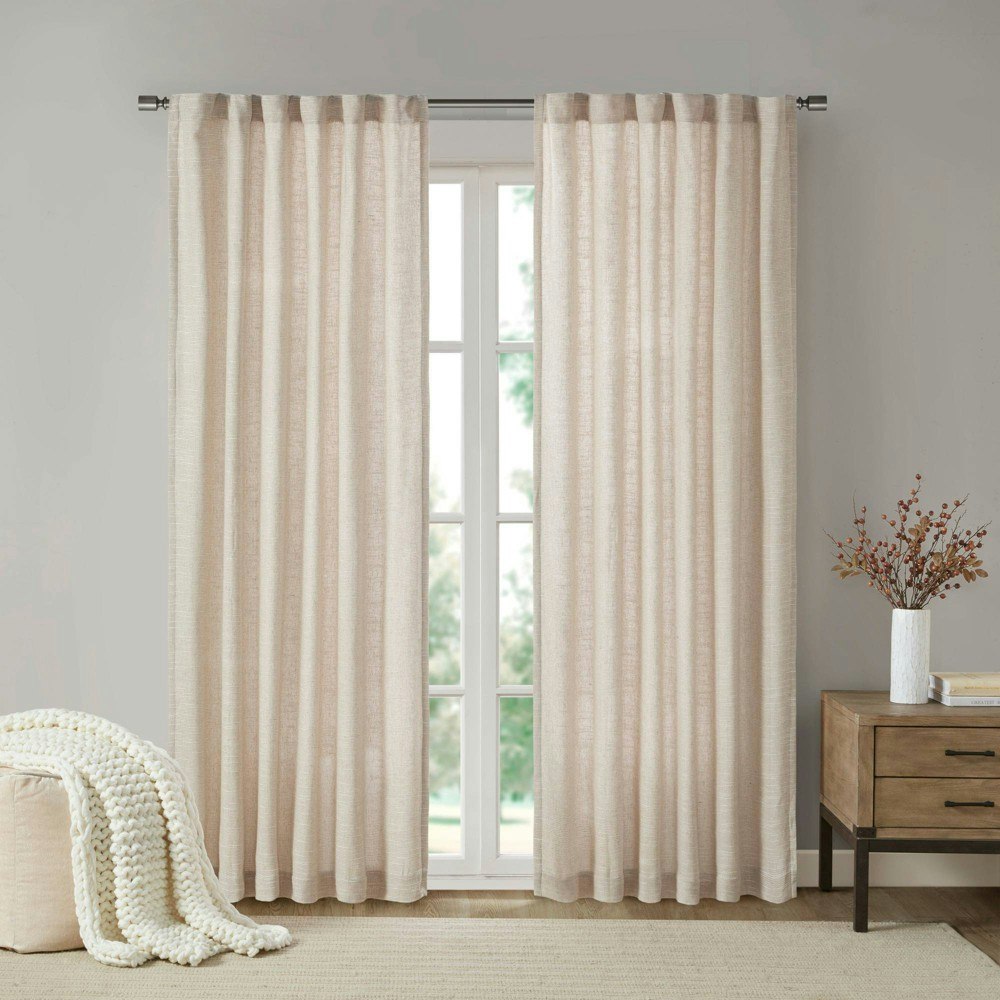 Madison Park 95"x50" Faux Linen Fleece-Lined Curtain Panel: $34.49 Madison Park 95"x50" Faux Linen Fleece-Lined Curtain Panel: $34.49