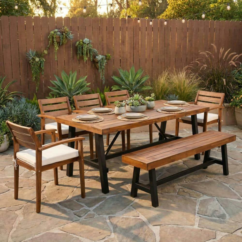 Natural Wood 7-Piece Outdoor Dining Set: $868.99 Natural Wood 7-Piece Outdoor Dining Set: $868.99