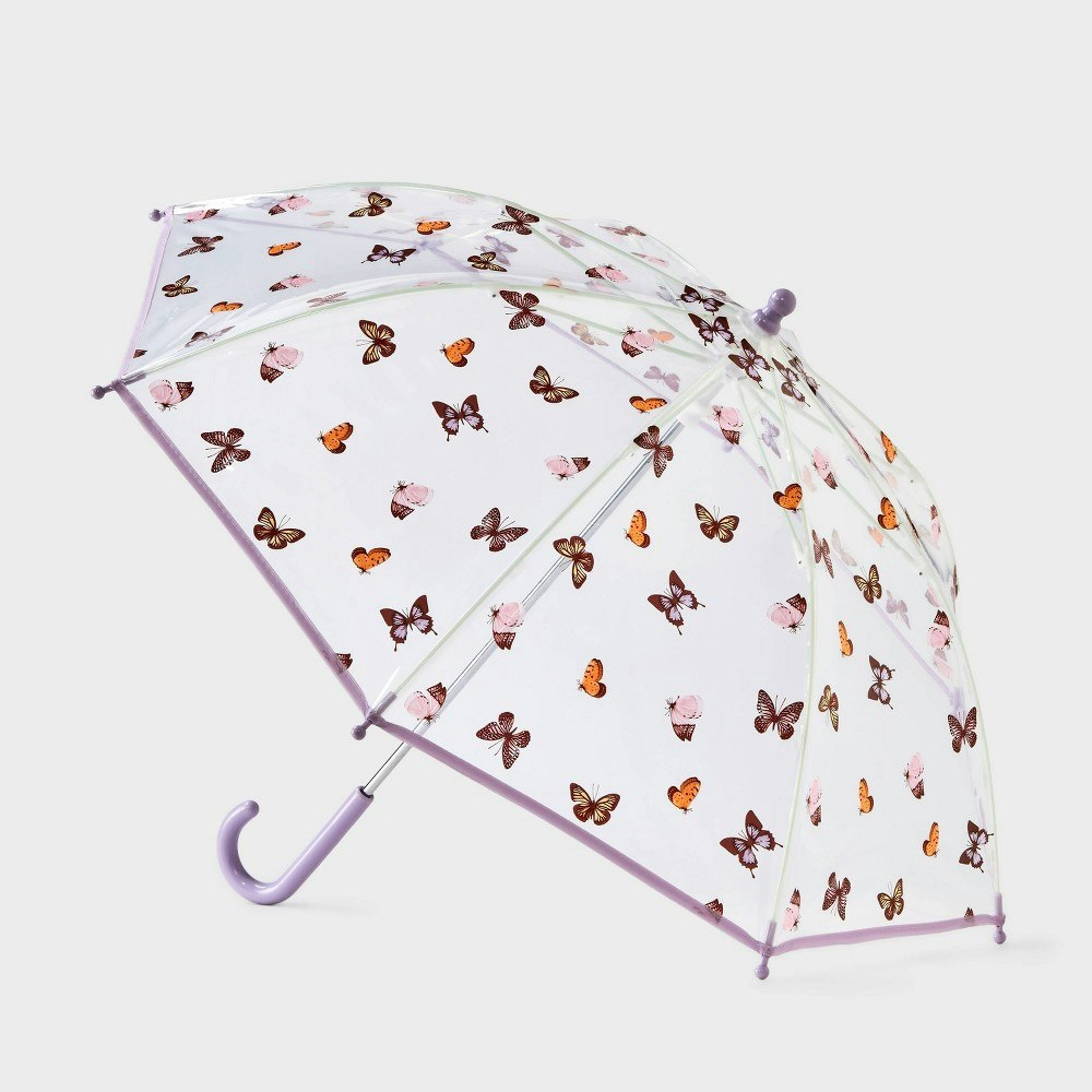 Cat & Jack Girls' Butterfly Print Clear Stick Umbrella: $12 Cat & Jack Girls' Butterfly Print Clear Stick Umbrella: $12