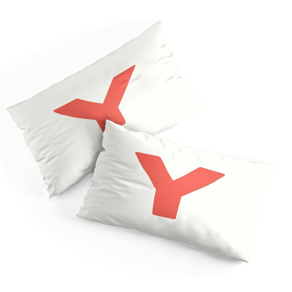 Deny Designs April Lane Red Monogram King Microfiber Pillow Sham: $35.49