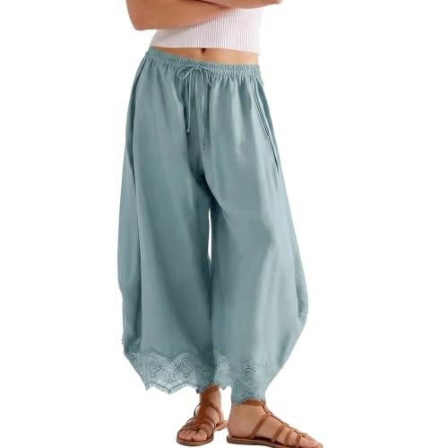 SeeLuNa Women's Wide Leg Cropped Lounge Pants: $28.04