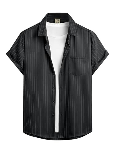 Hardaddy Men's Striped Short Sleeve Button-Down Shirt: $19.99
